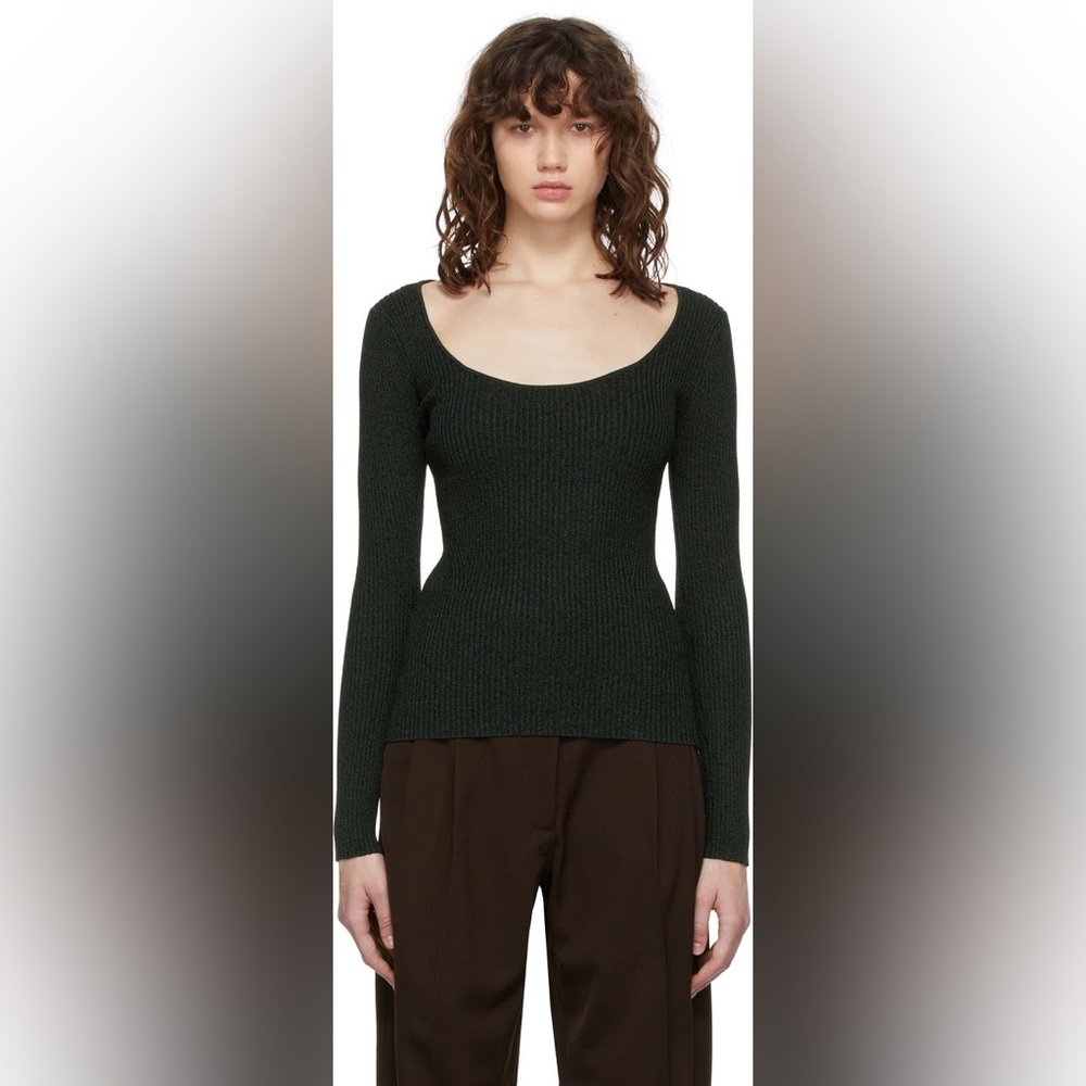 GANNI scoop neck long sleeve top